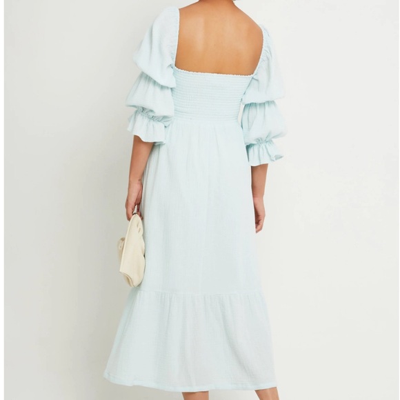 NWT Smocked Midi Dress in Light Pink - Picture 6 of 7